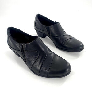 Earth Origins Monica Comfort Ankle Boots Booties Sz 10M Black Leather Ruched‎